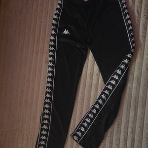 Kappa Black Joggers with White Logo Trim